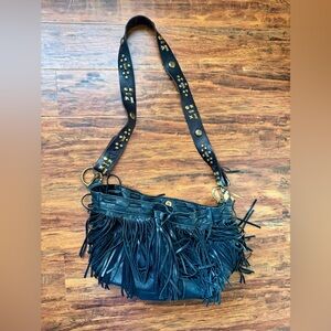 Two Bar West Black Fringe purse with strap